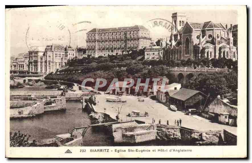 CPA Biarritz Eglise Ste Eugenie et Hotel d'Angleterre 