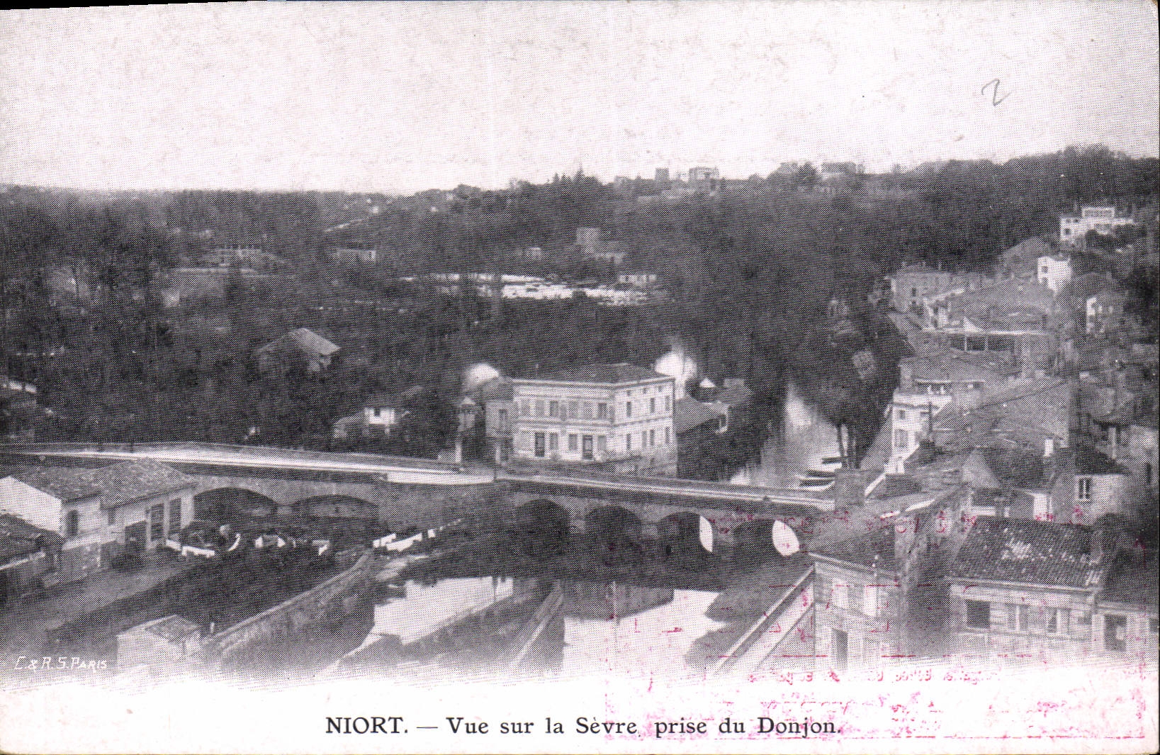 CPA Niort vue sur la sevre prise du Donjon Publicite Lait d'Appenzell