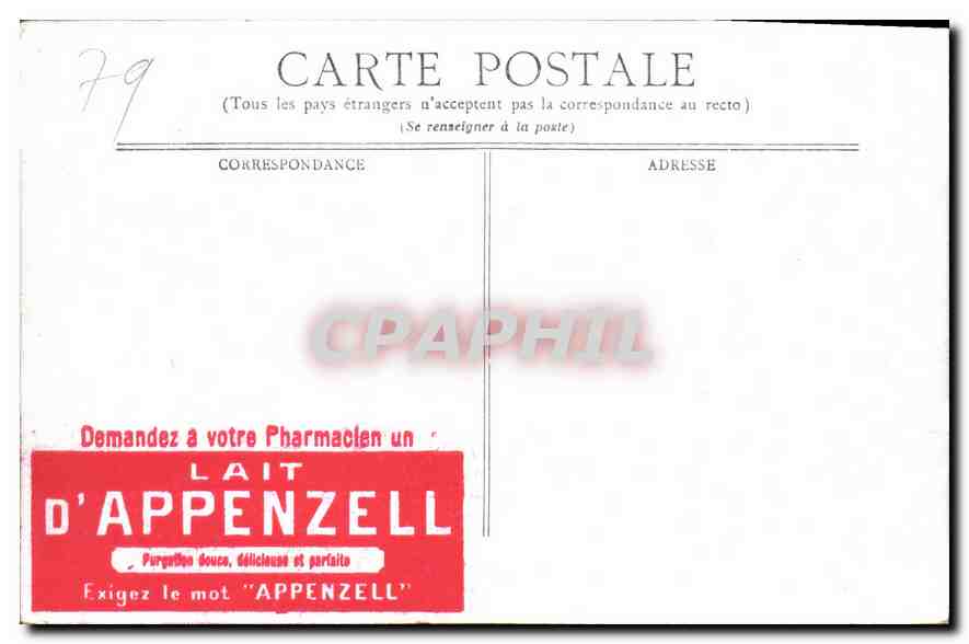CPA Niort vue sur la sevre prise du Donjon Publicite Lait d'Appenzell — Rückseite