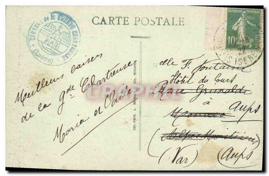 Couvent de la Grande Chartreuse — La Cour d'Honneur — CI.A.V. — Rückseite
