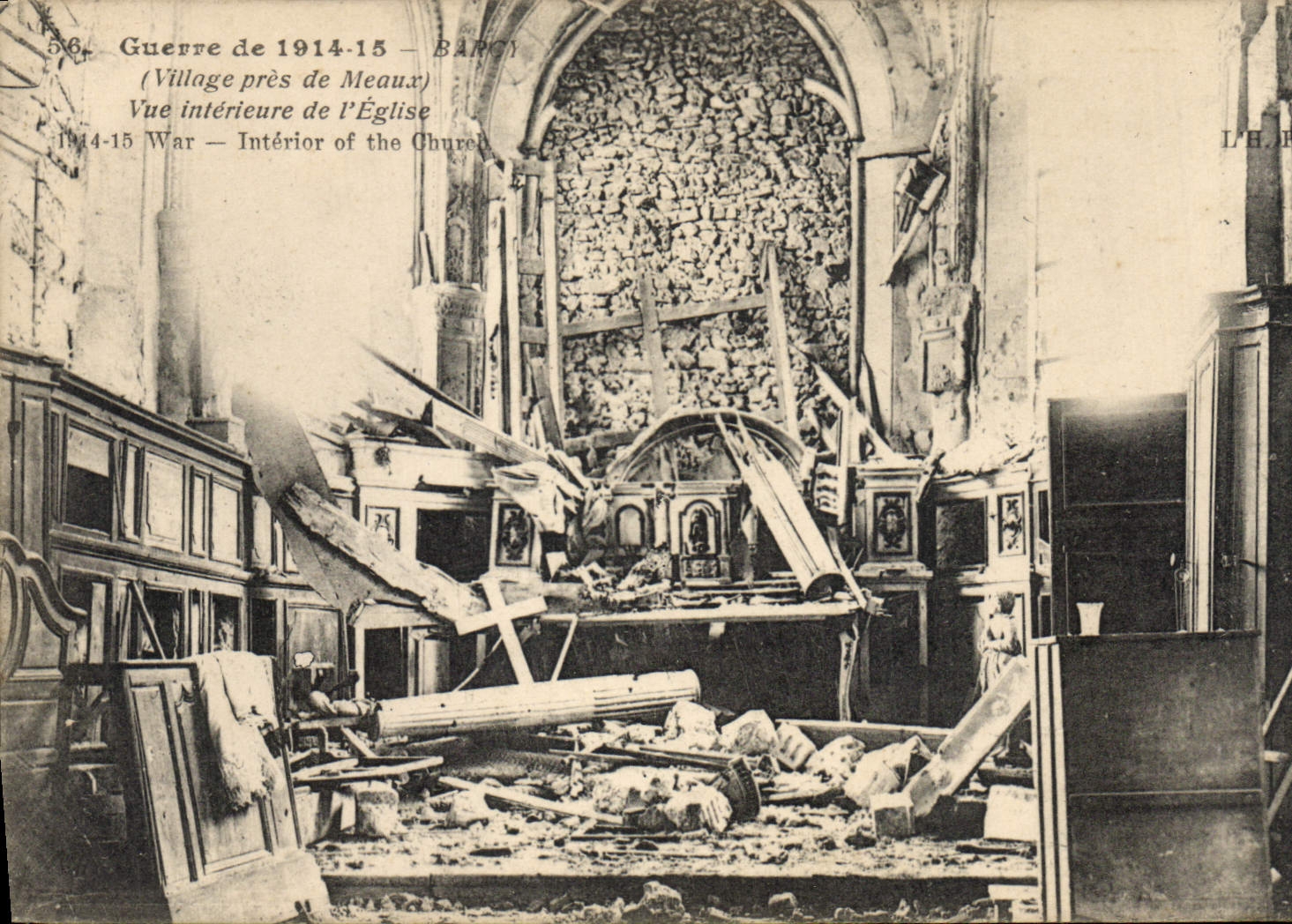 Bancy — Vue intérieure de l'église — Guerre de 1914-15