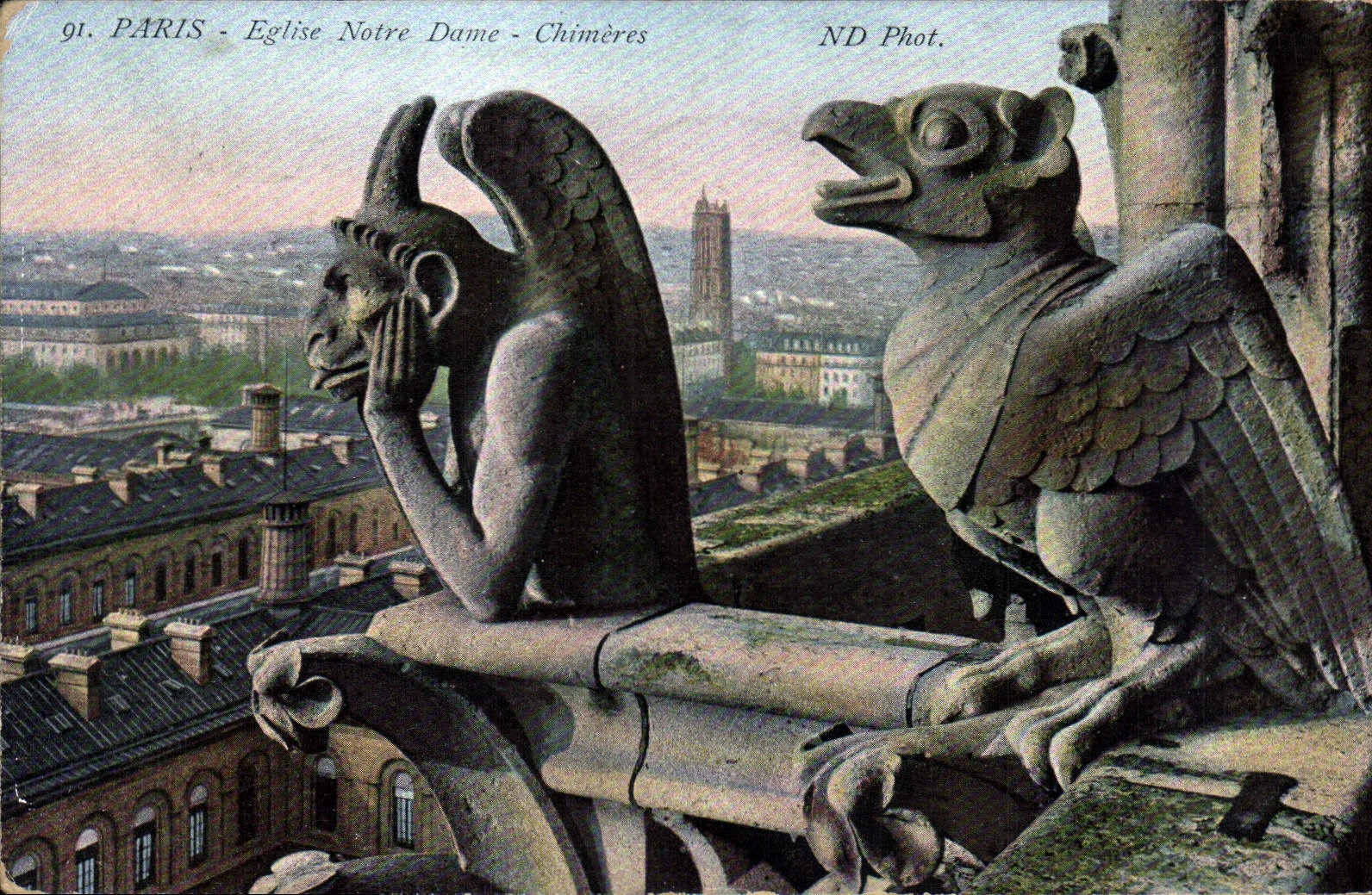 CPA Paris Eglise Notre Dame Chimeres 