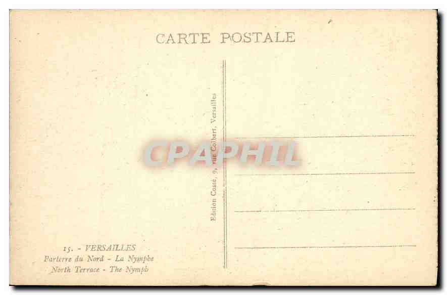 CPA Versailles Parterre du Nord La Nymphe  — Rückseite