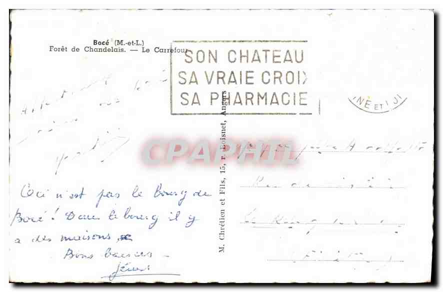 CPA Boce M et L Foret de Chandelais Le Carrefour  — Back