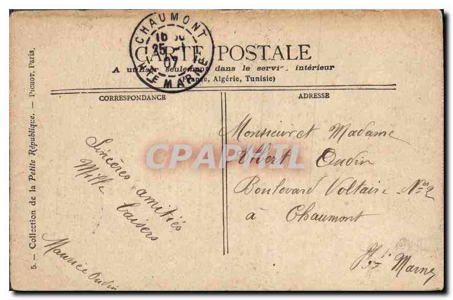 CPA Paris La Colonne de Juillet — Rückseite