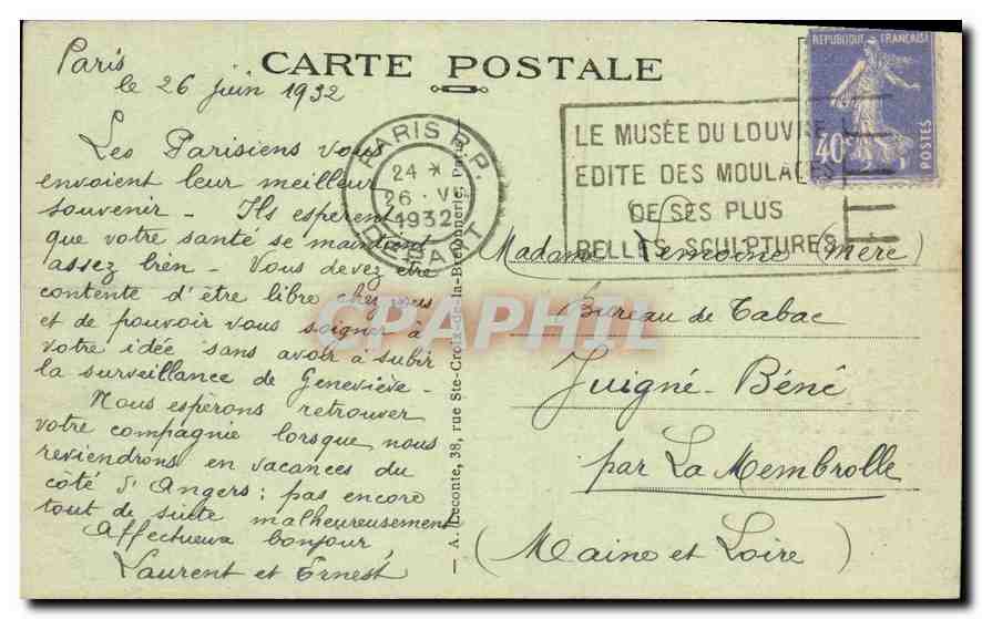 CPA Paris Place du Chatelet Pont au Change Chambre du Commerce et Conciergerie  — Rückseite