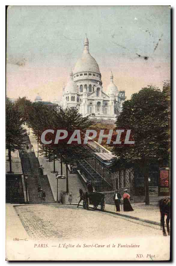 CPA Paris L'Eglise du Sacre Coeur et le Funiculaire 