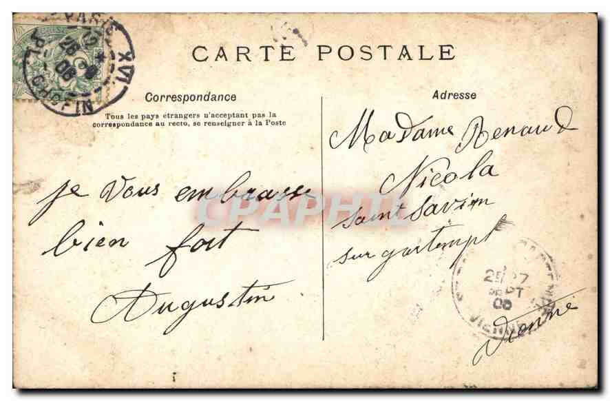 CPA Paris Saint Augustin  — Verso