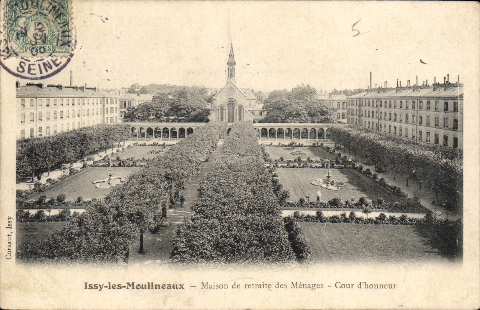 CPA Issy les Moulineaux Maison de retraite des Menages Cour d'honneur 