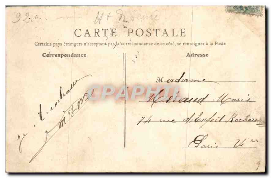 CPA Issy les Moulineaux Maison de retraite des Menages Cour d'honneur  — Verso