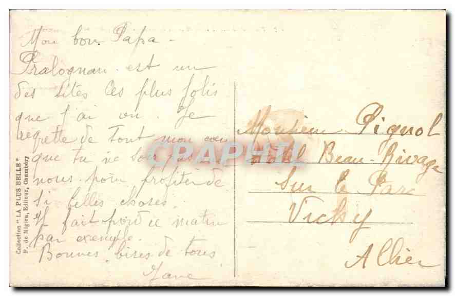 CPA Pralogan et le Glacier de la Grande Casse  — Rückseite