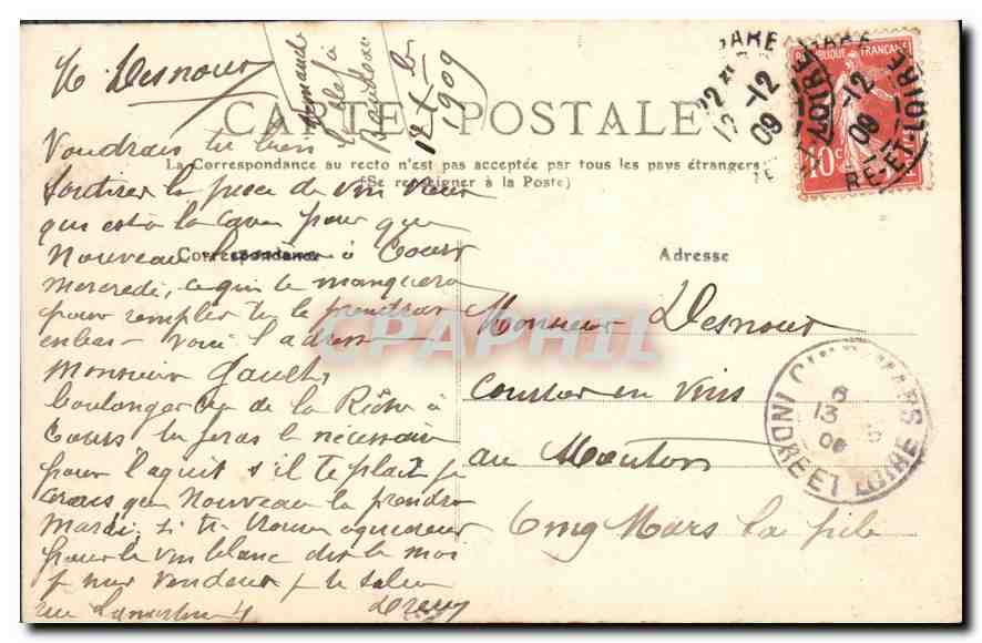 CPA Tours La Rue des Ursulines  — Rückseite