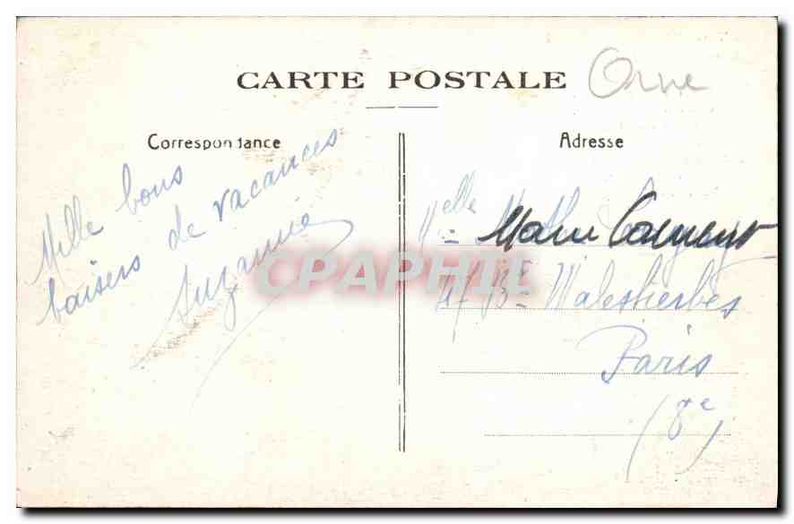 CPA St Ceneri Le Gerei Interieur de la Chapelle Jeunes filles qui desirez vous marier dans l'annee  — Verso