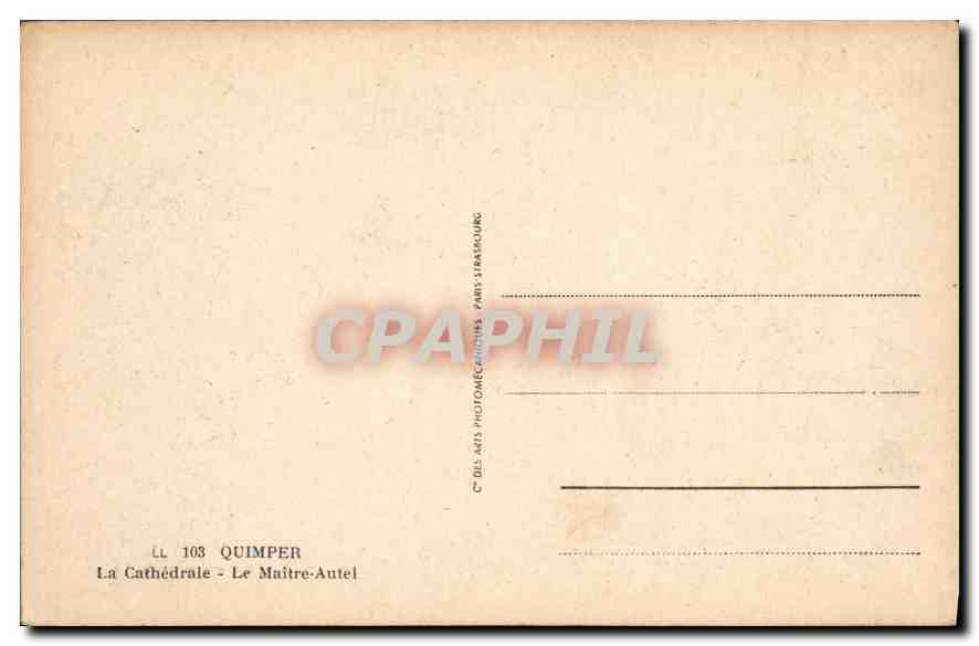 CPA Quimper La Cathedrale Le Maitre Autel  — Rückseite