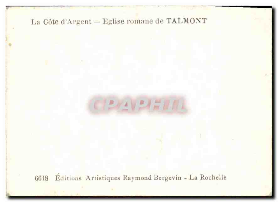 CPM La Cote d'Argent Eglise romane de Talmont  — Back