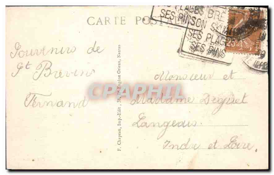 CPA Saint Brevin l'Ocean Loire Inf Rocher de l'Ours  — Rückseite
