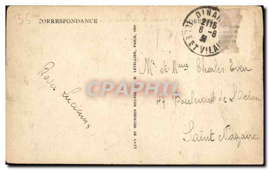 Saint-Malo — Le Tombeau de Chateaubriand, au grand Bey — LL 5 — Verso
