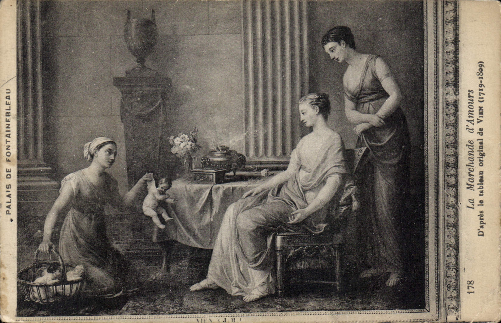 Die Verkäuferin der Liebe — Nach dem Originalgemälde von Vien (1719-1809) — Schloss Fontainebleau, n°178