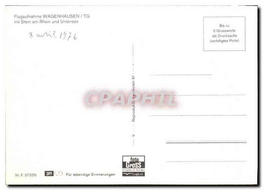 CPA Flugaufnahme Wagenhausen TG mit Stein am Rhen und Untersee  — Rückseite
