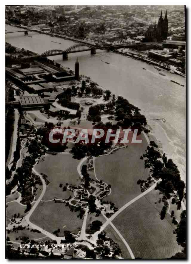 CPA Koln am Rhein Rheinpark mit Tanzbrunnen und Messegalande 