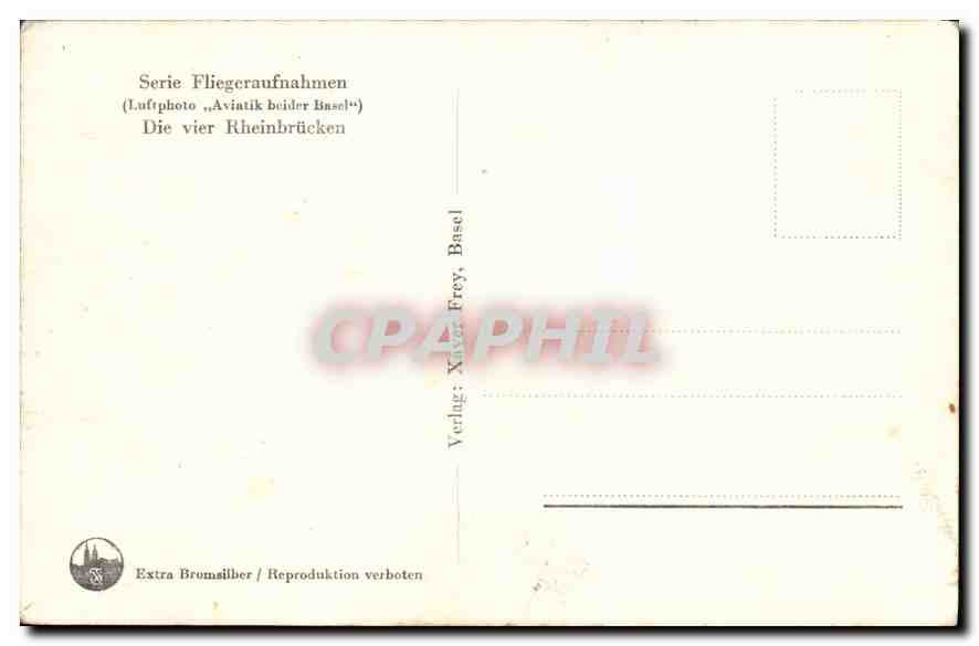CPA Serie Fliegeraufnahmen Die vier Rheinbrucken  — Rückseite