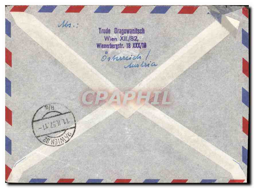 Lettre Autriche 1957 pour Montplaisant Oran Algerie  — Rückseite