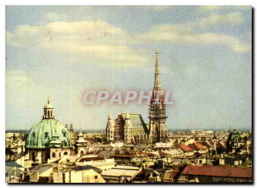 CPA Wien Panorama Mt Stephansdom Vienna Panorama with St Stephans Cathedral 