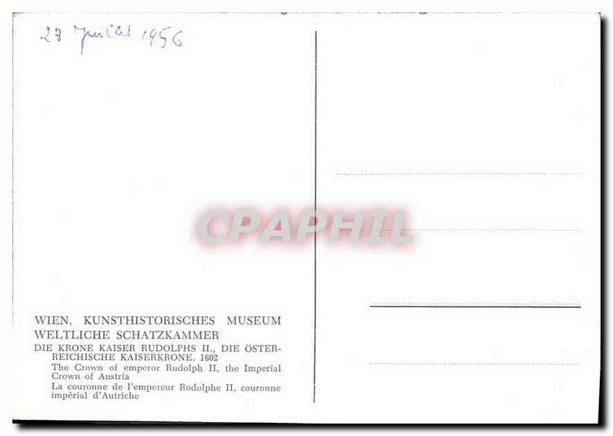 CPA Wien Kunsthistorisches Museum Weltliche Schatzkammer  — Back