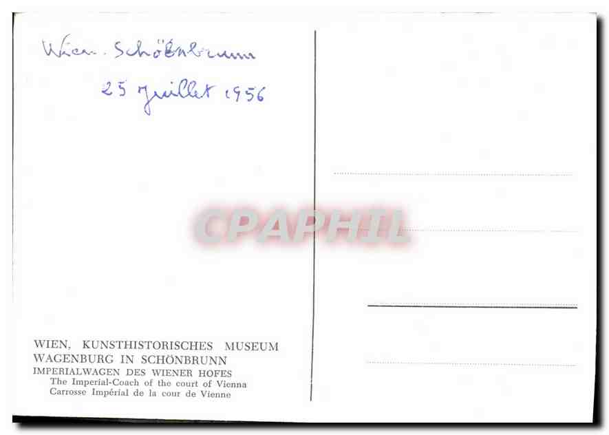 CPA Wien Kunsthistorsches Museum Wagenburg n Schonbrunn  — Rückseite