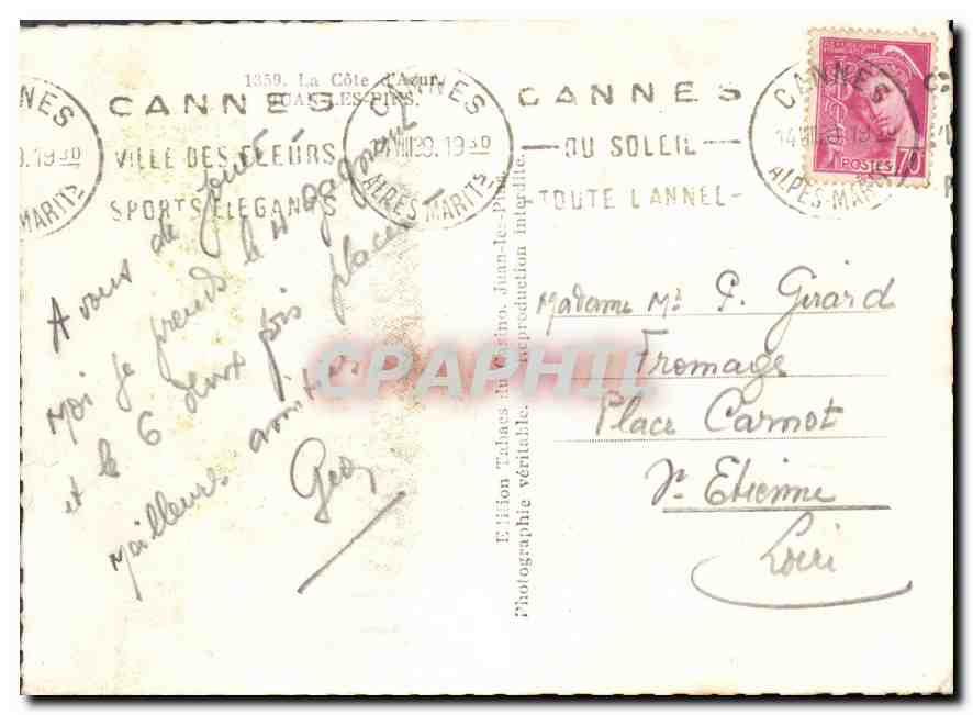CPA La Cote d'Azur  — Verso