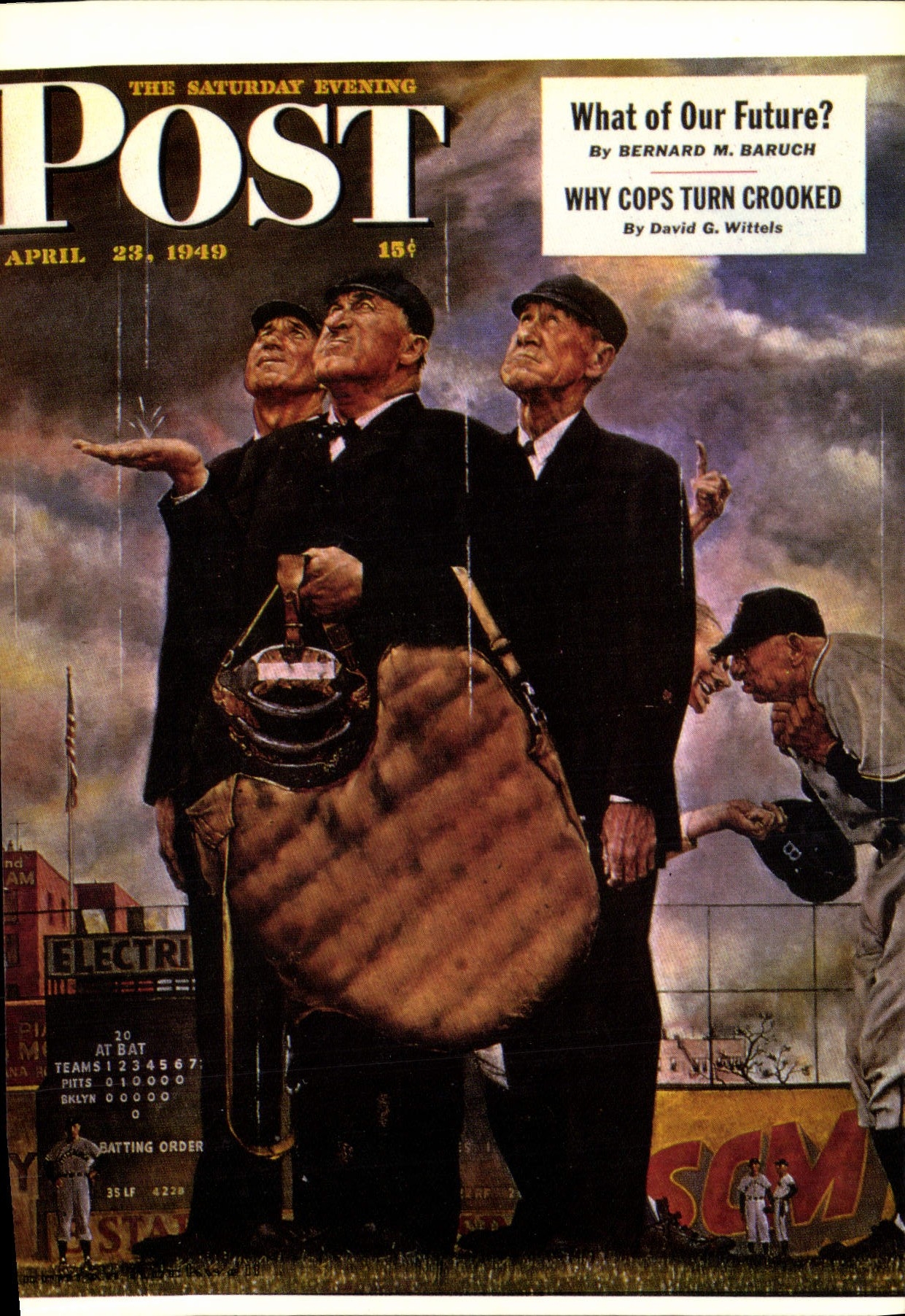 CPA The Saturday Evening Post April 23 1949 Bottom of the Sixth By Norman Rockwell 