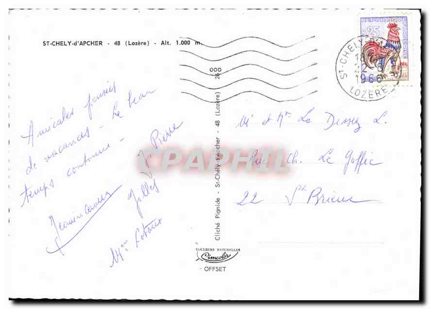 CPA Lozare Souvenir de St Chely d'Apcher  — Rückseite