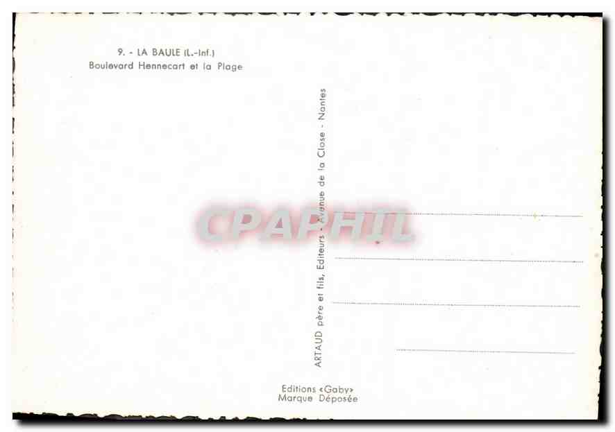 CPA La Baule L Inf Boulevard Hennecart et la Plage  — Back
