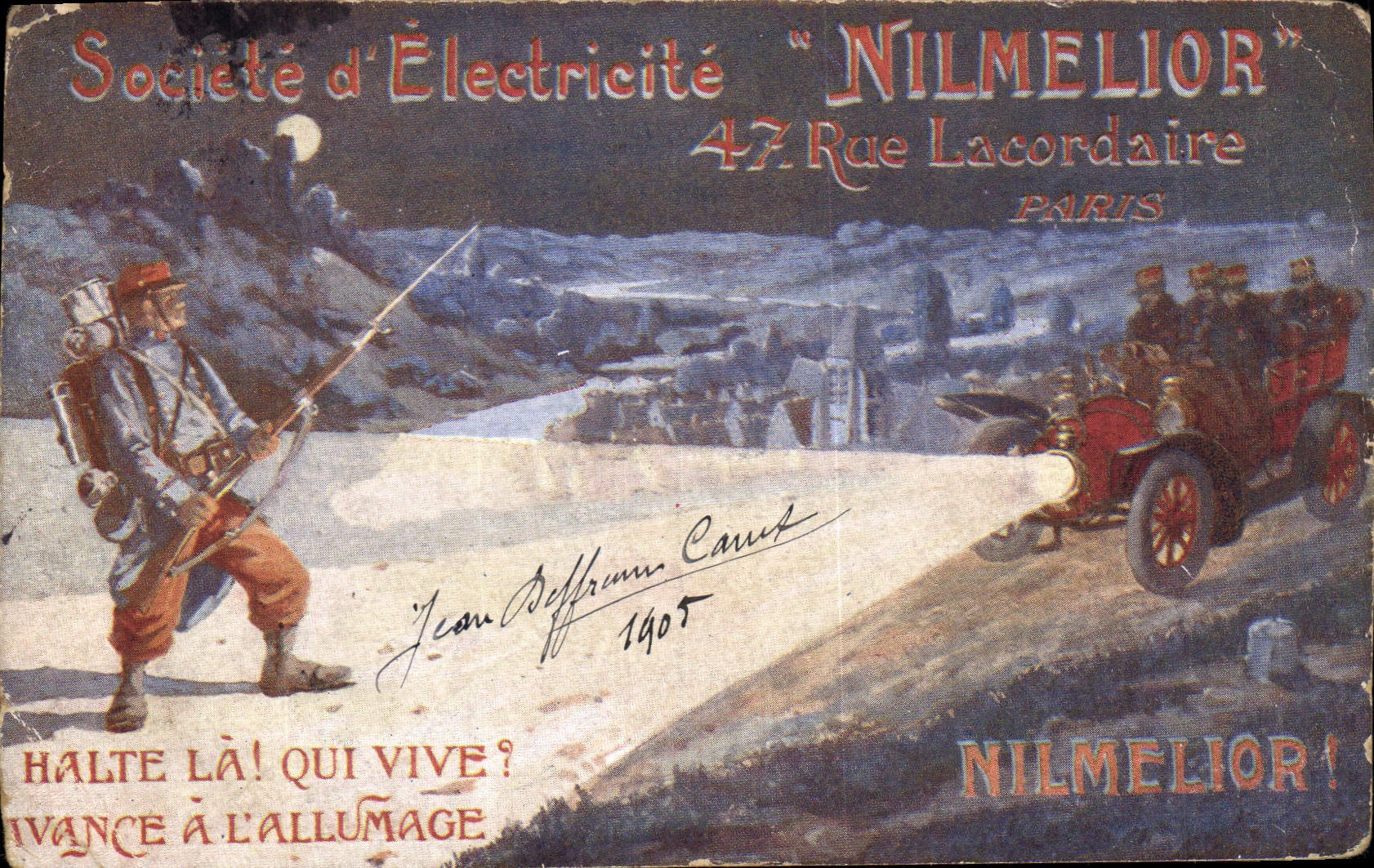 CPA Societe d'Electricite Nilmelior 42 rue Lacordaire Paris Militaria Automobile
