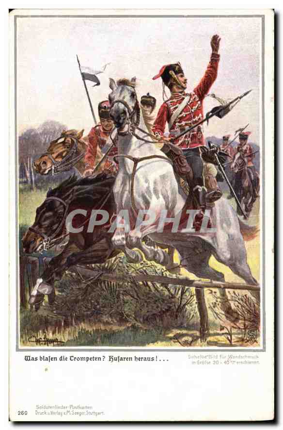 Hussars in Action — Soldier Picture Postcards, No. 260 — Printed and Published by M. Sreger, Stuttgart