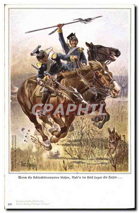 Horsemen — humorous illustration — Bruck & Verlag M. Sorgen Stuttgart, no. 261