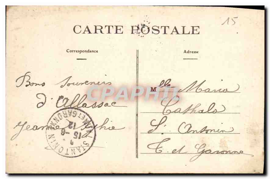 CPA Allasac Correze L'Eglise  — Rückseite
