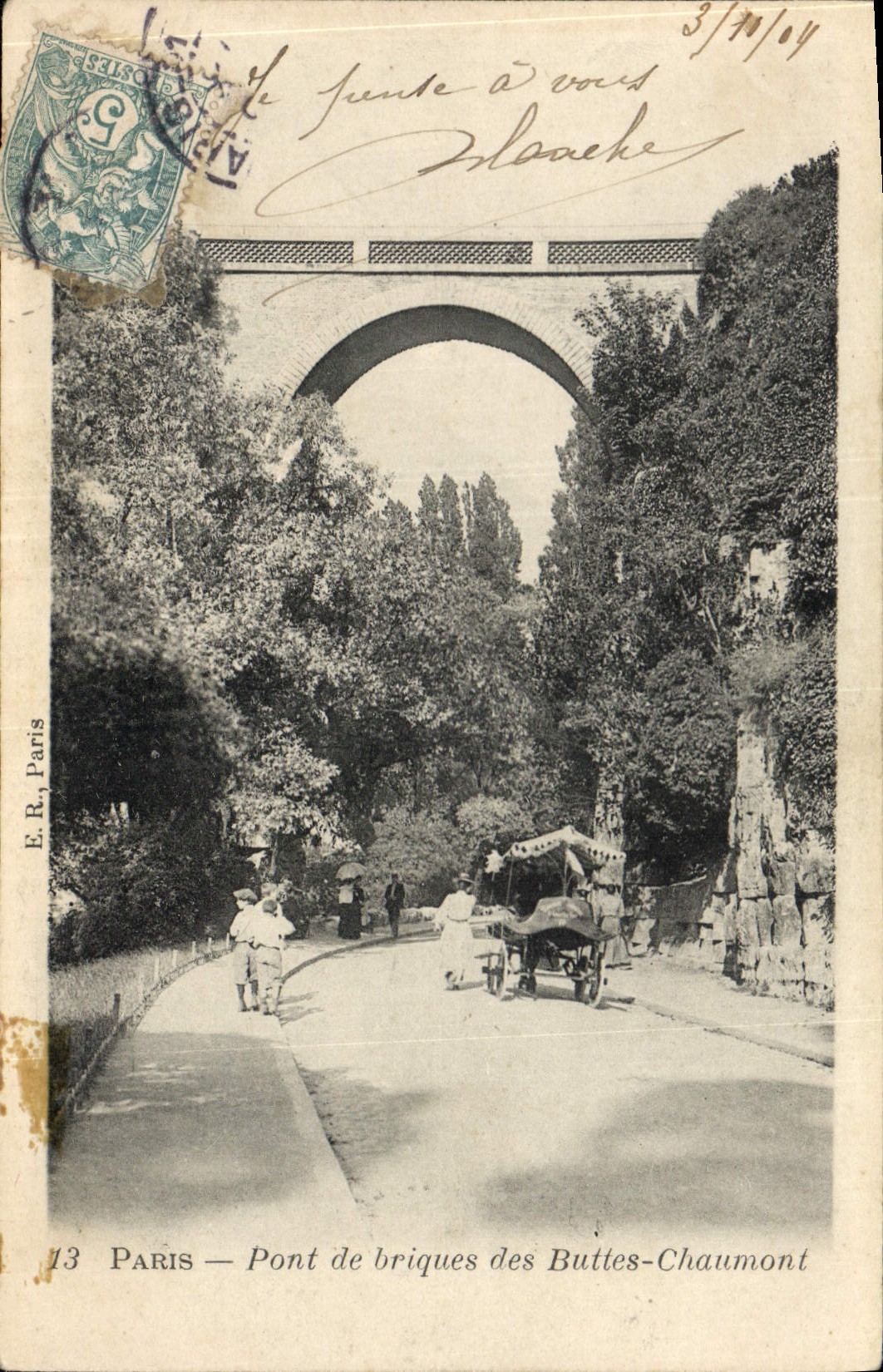 CPA Paris Pont de briques des Buttes Chaumont 