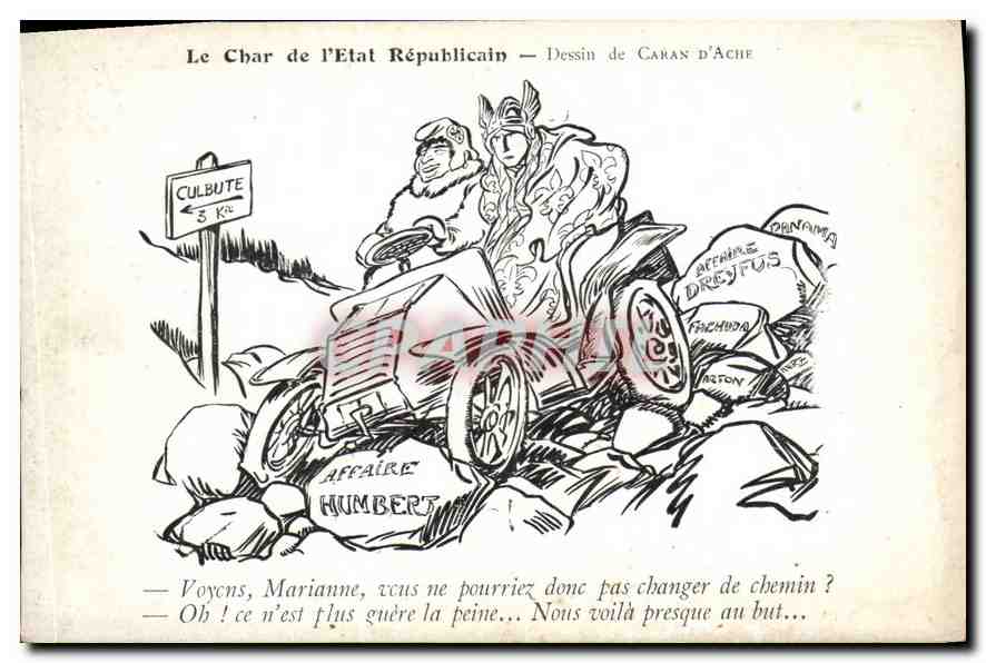 CPA Le Char de l'Etat Republicain Dessin de Caran d'Ache 