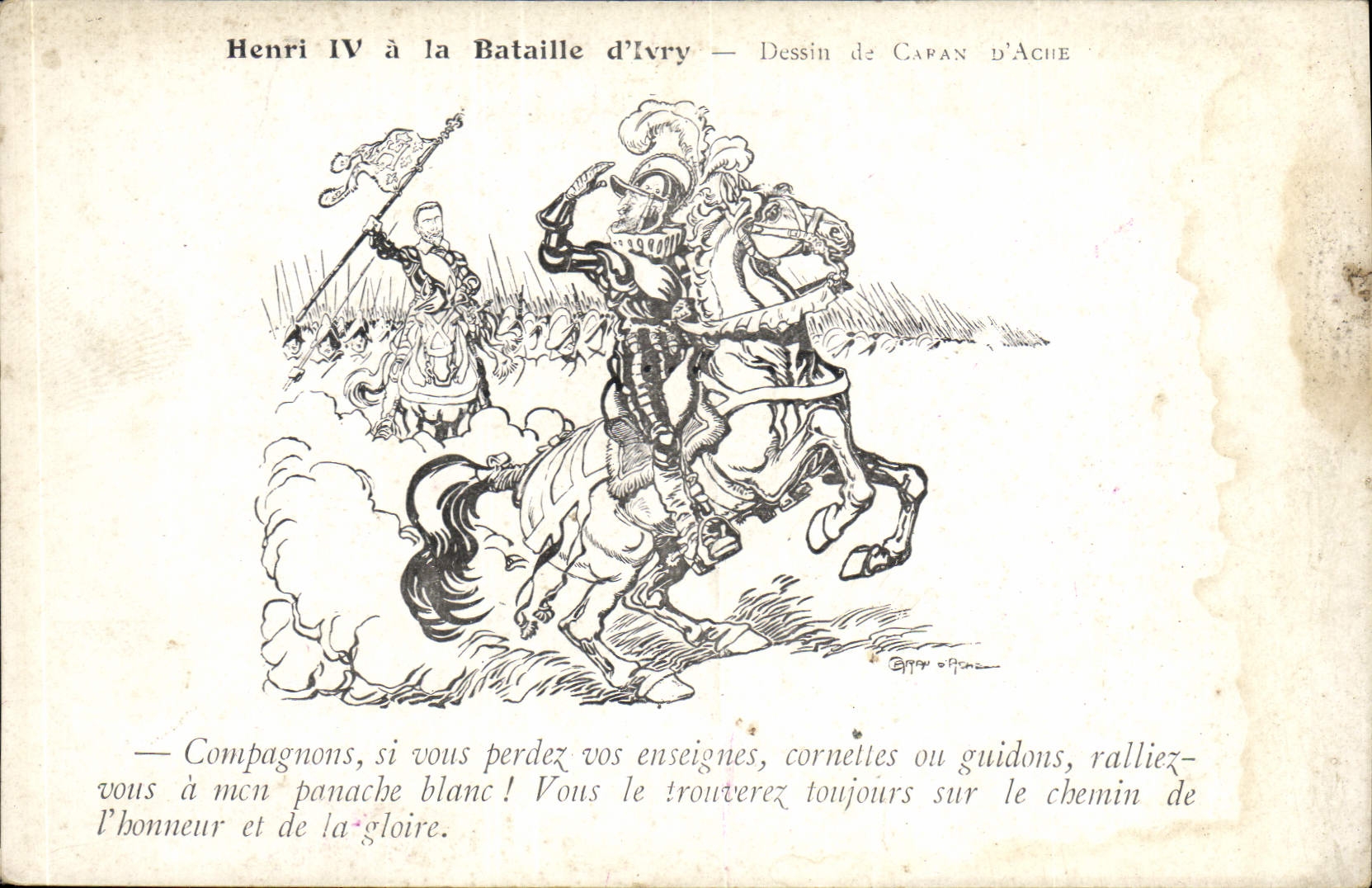 CPA Henri IV a la Bataille d'Ivry Dessin de Caran d'Ache 