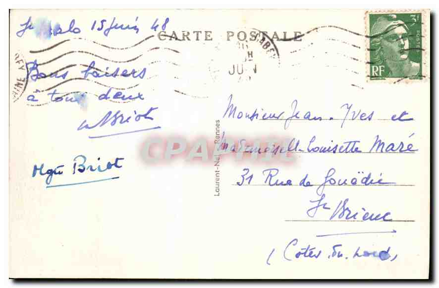 Saint-Malo — Vue générale — Côté des Bassins — Éditeur Loïc, n° Rennes 166 — Verso