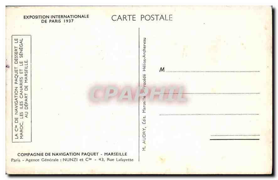 Le paquebot CheLLa — Compagnie de Navigation Paquet — Exposition Internationale de Paris 1937 — Reverso