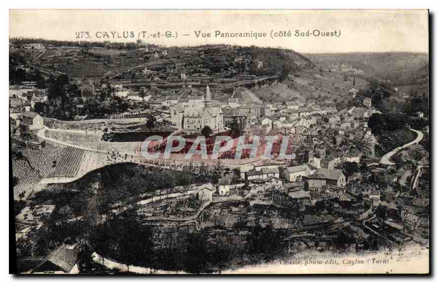 CPA Caylus T et G Vue Panoramique cote Sud Ouest 