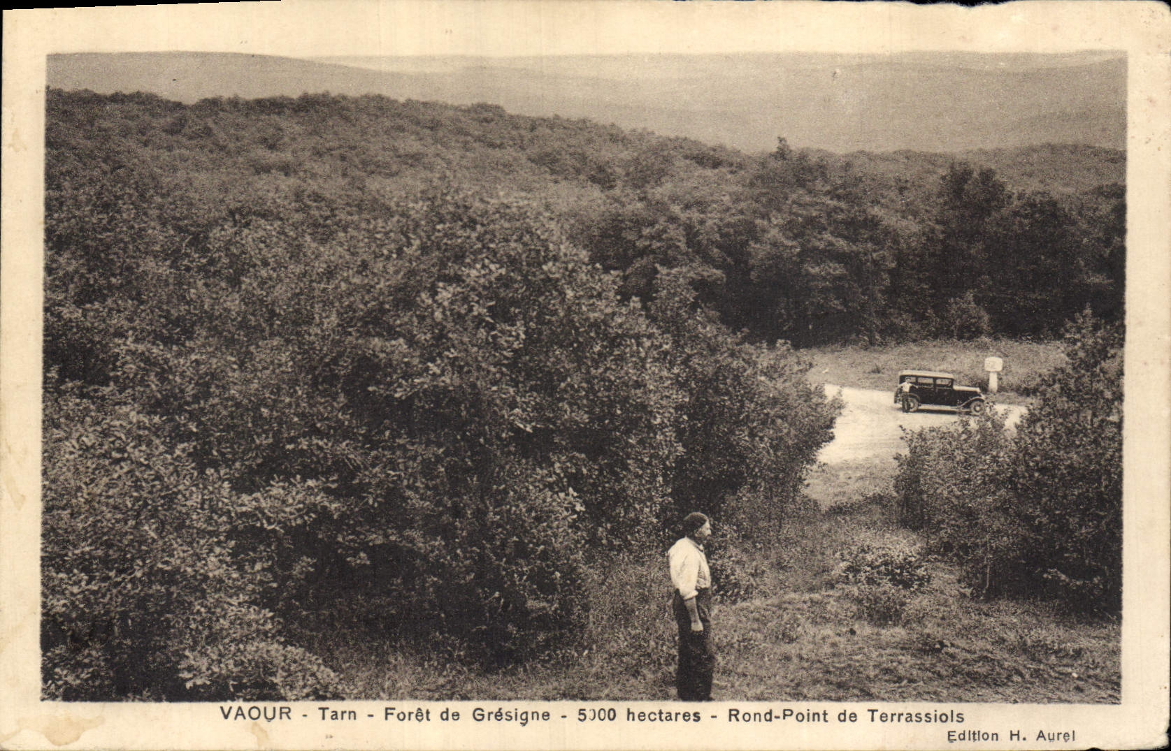 CPA Vaour Tarn Foret de Gresigne 5000 hectares Rond Point de Terrassiols 