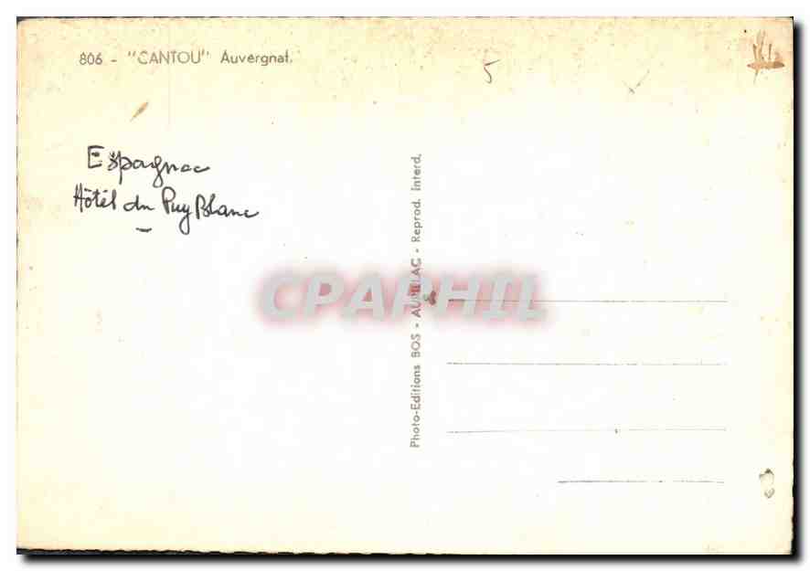 CPA Cantou Auvergnat — Verso