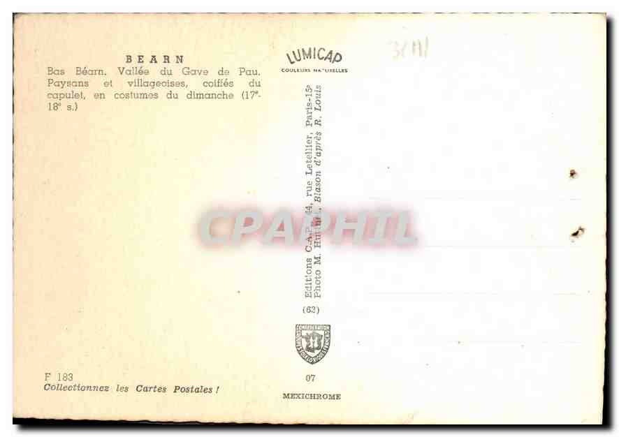 CPA Bearn Bas Bearn Valle du Gave de Pau  — Rückseite