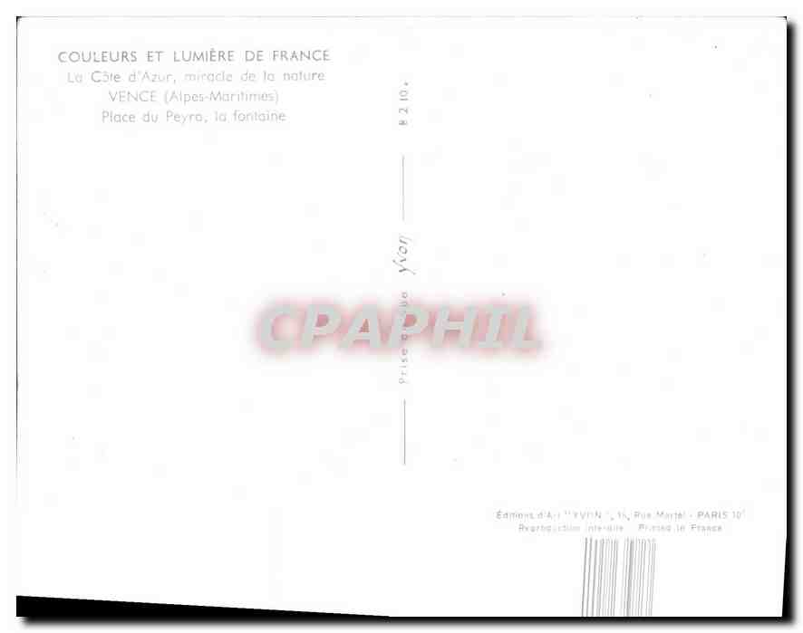 CPA Couleurs et Lumiere de France La Cote d'Azur miracle de la nature Vence Alpes Maritimes Place du — Rückseite