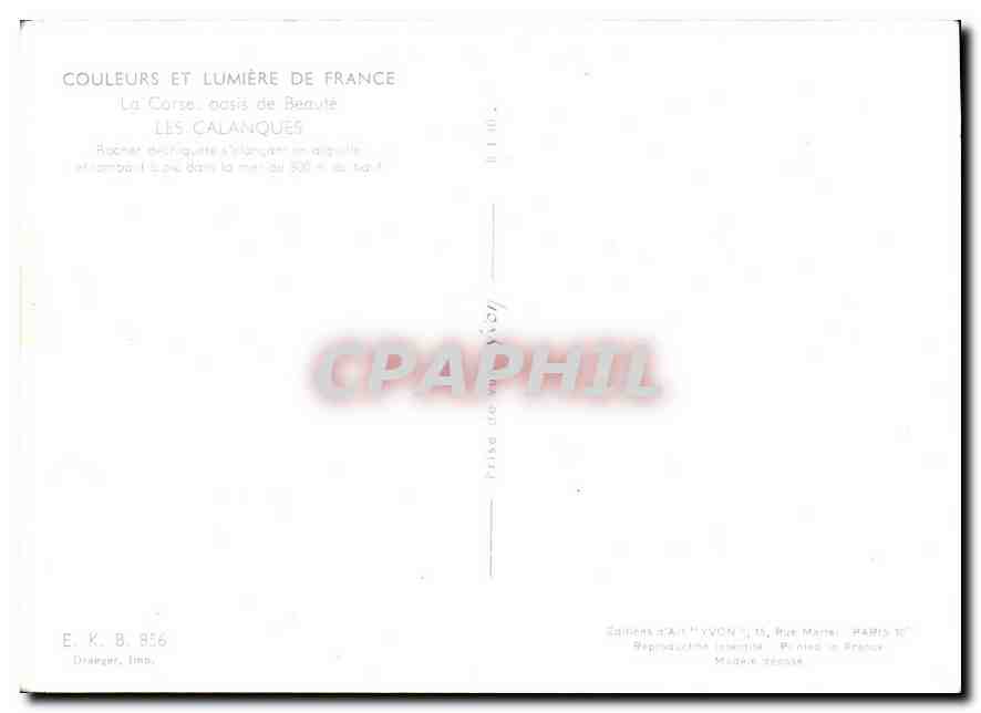 CPA Couleurs et Lumiere de France Les Calanques  — Verso