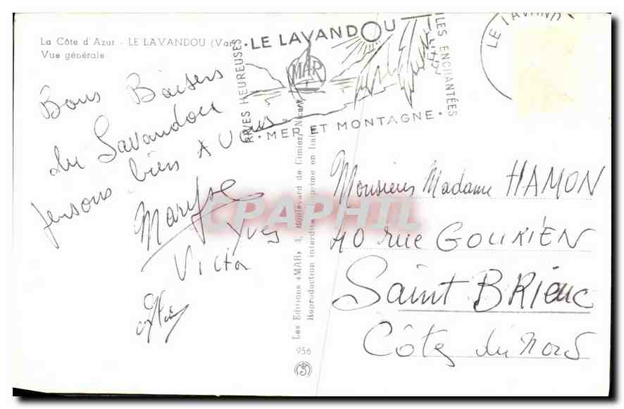 CPA La Cote d'Azur Le Lavandou Var Vue generale — Verso