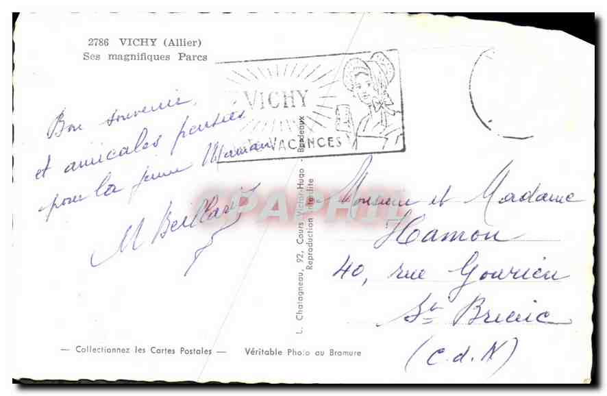 CPA Vichy Allier Ses magnifiques Parcs  — Rückseite